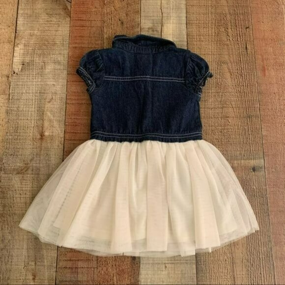 Nannette Kids Girls Size 2T Denim And Tulle Dress With Embroidered Roses - Picture 8 of 8